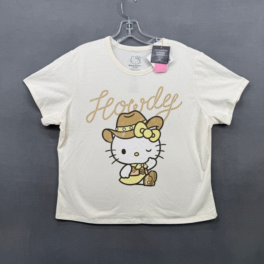 Hello Kitty Sanrio Howdy Cowgirl Graphic Tee Cream XL Womens XL NEW